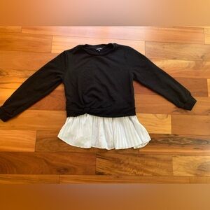 Womens Sweater Long Sleeves Crew Neck Twist Front Pullover Black White Large